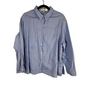 Irish Linen Floral Embroidery Shirt 1X Coastal Preppy Classic Western Boho Chic